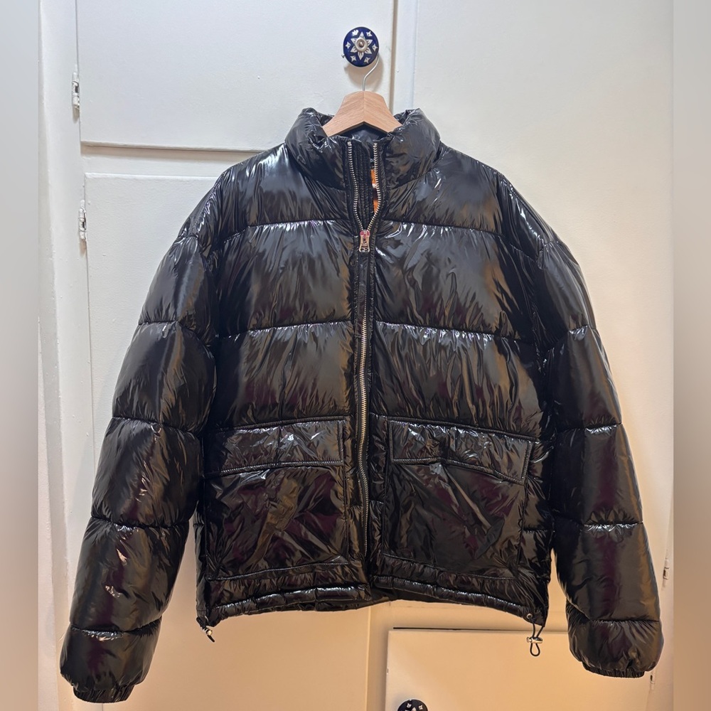 Urban Outfitters Black Glossy Puffer Jacket